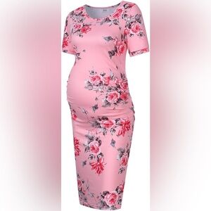 Pink Floral Maternity Dress